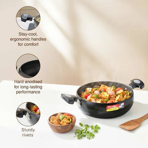Prestige Hard Anodised Plus Saute Pan with Glass Lid, 20 cm (1.7 L) Black - Detail View